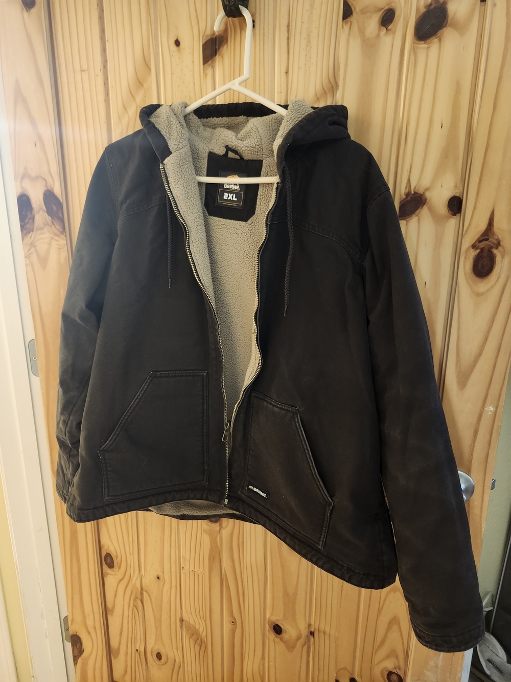 Berne 2XL Women's Canvas Hooded Sherpa-Lined Jacket
